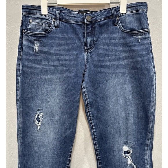 Kut from the Kloth Denim Jeans Women's 14 Blue Distressed Straight Leg 5 Pockets - Picture 2 of 10